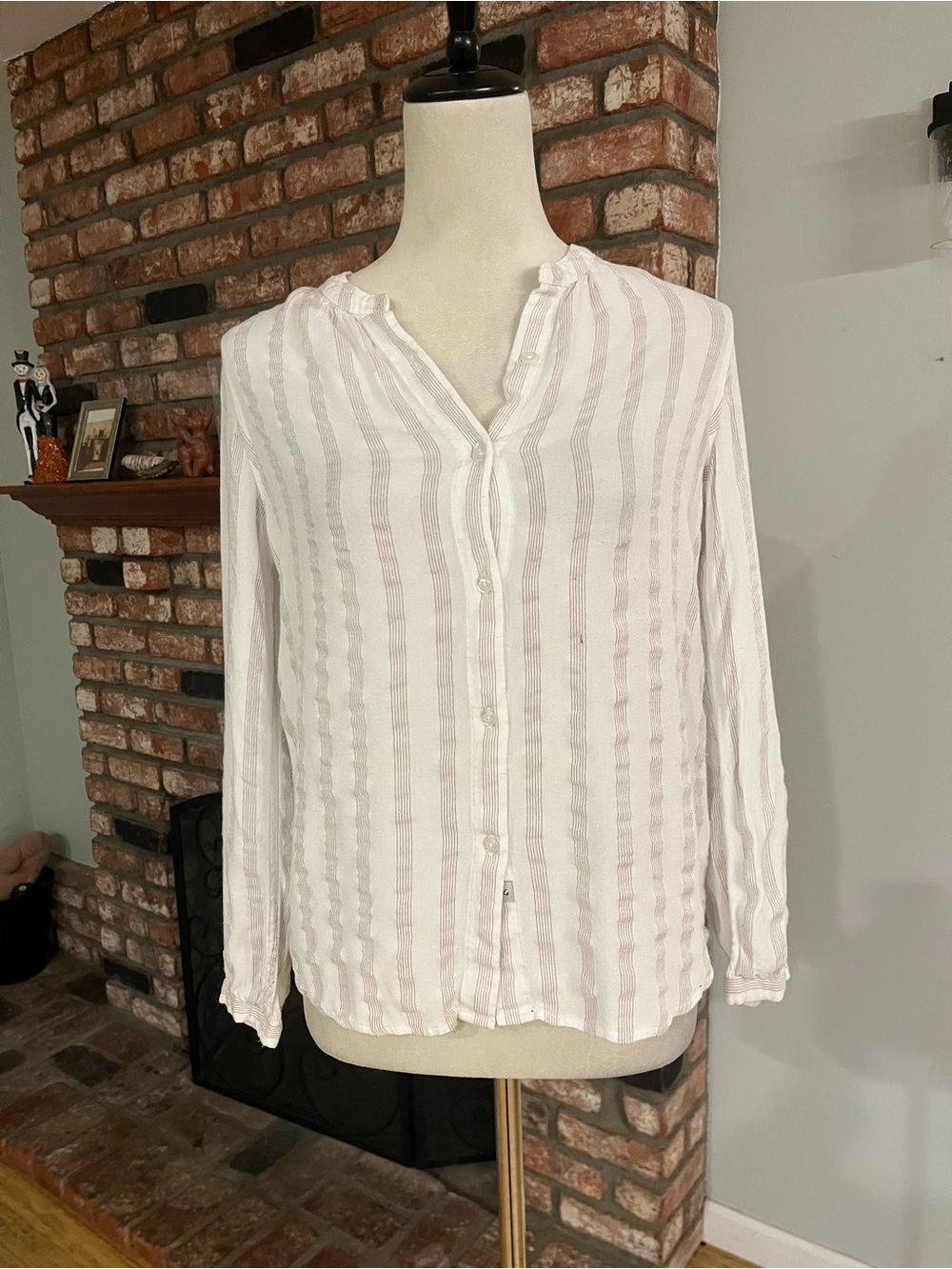 Rails PTP 19 White and Light Pink Striped Button-Front Shirt